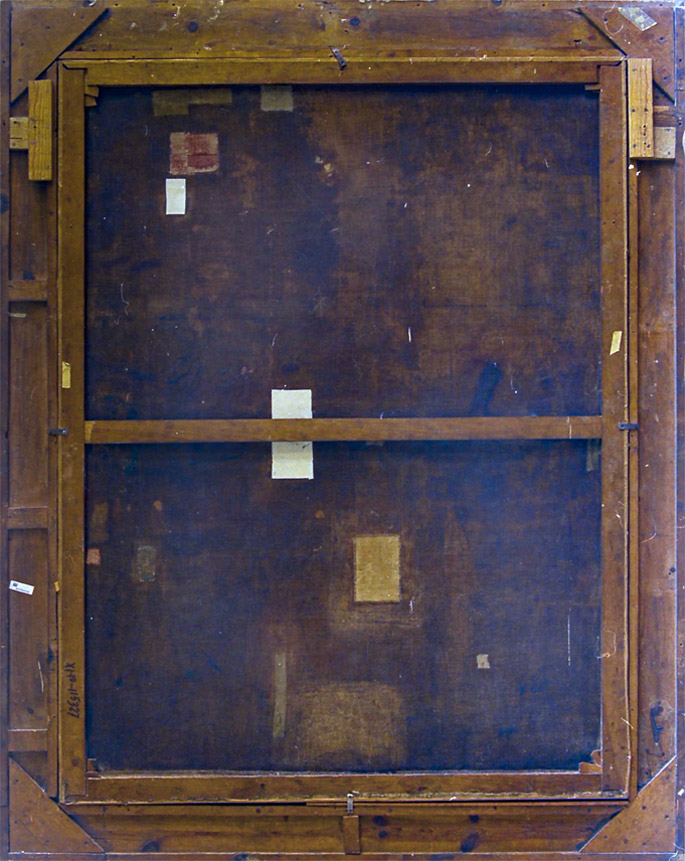 Soporte textil antes de la restauración de obra en la década de 1990