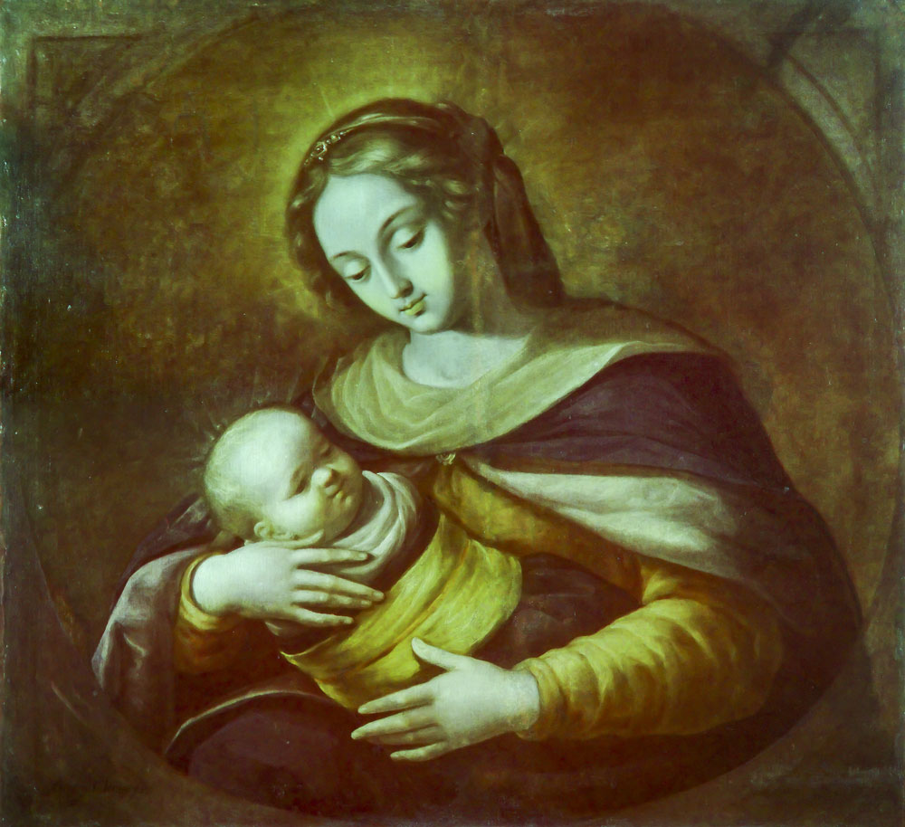 Sebastián de Arteaga, <em>La Virgen y el Niño</em>, 92.5 x 97.4 cm, ca. 1640, óleo sobre tela, México, Museo Nacional de Arte. Fotografía infrarroja de falso color. Foto: Isaac Rangel, 2018. 